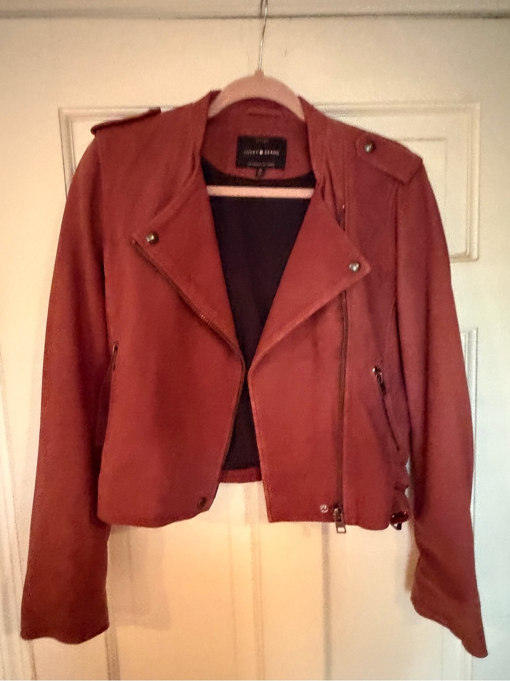 Lucky Brand Suede Moto Jacket - Dusty Pink